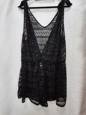 No Boundaries Black Crochet Romper Cover-Up Size 3X
